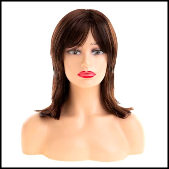 Shoulder Length Layered Straight Wig with Bangs Synthetic Cosplay Replacement main image 5